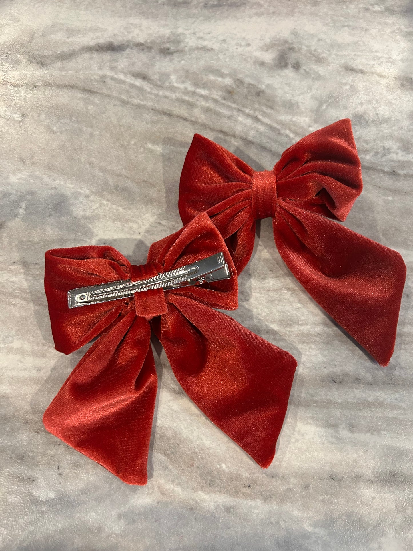 Red Velvet Hair Bow Clip