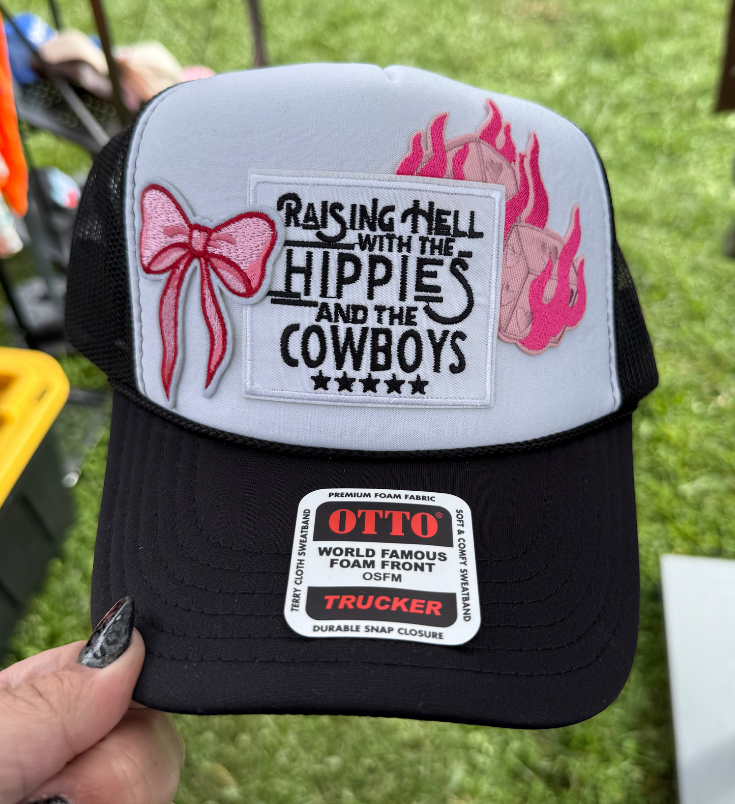 Raising Hell With The Hippies Trucker Hat