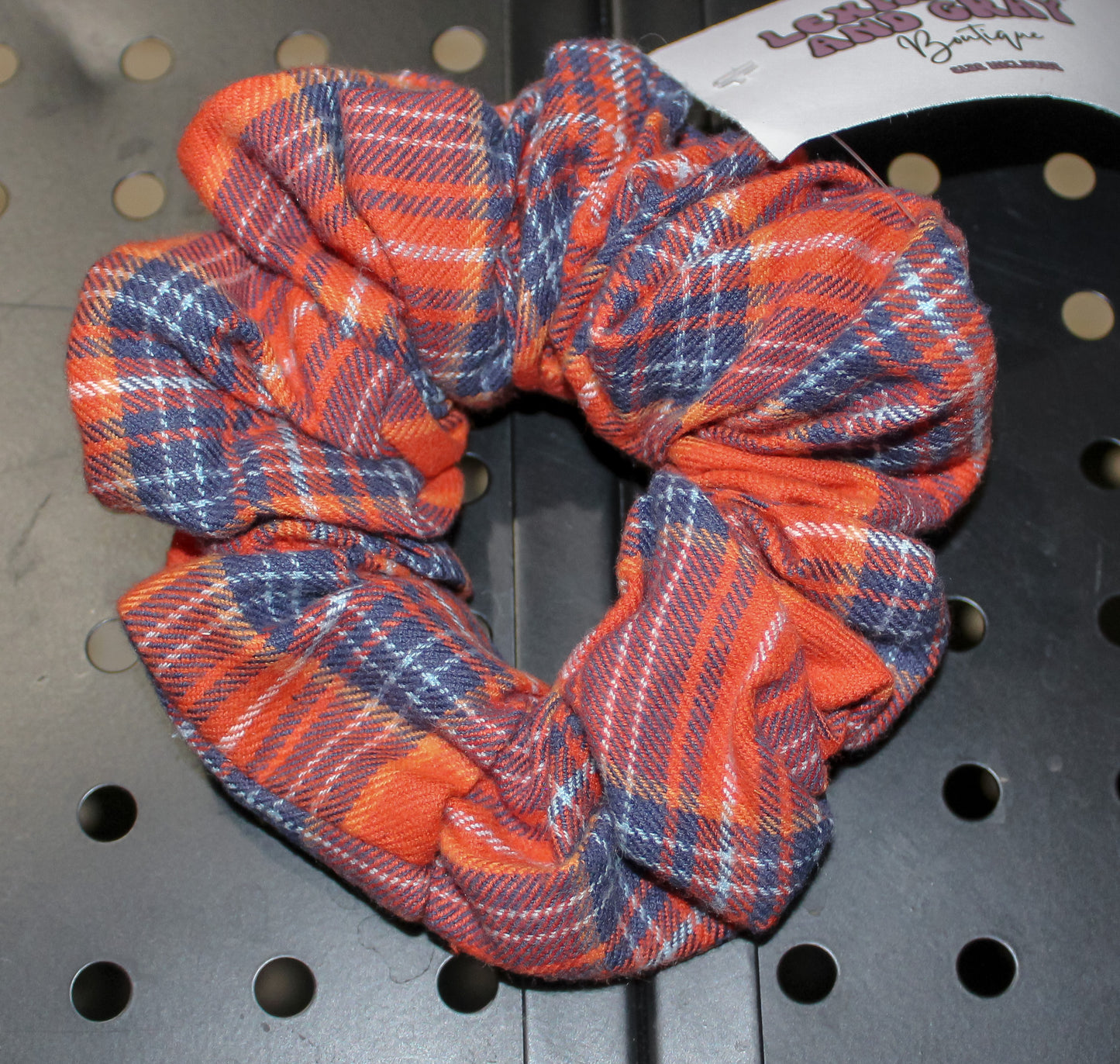 Navy and Blue Plaid Scrunchie