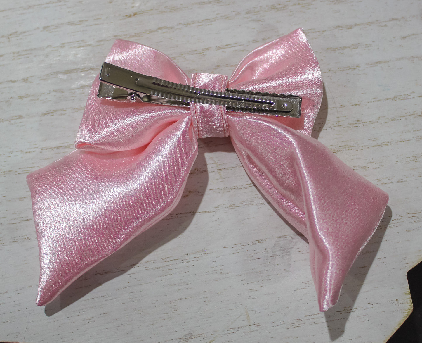 Pink Satin Hair Bow Clip