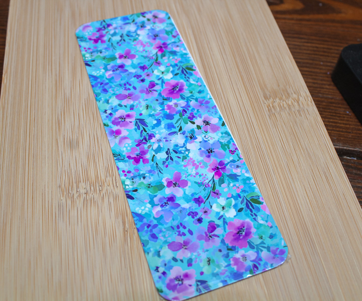 Blue and Purple Floral Paper Bookmark