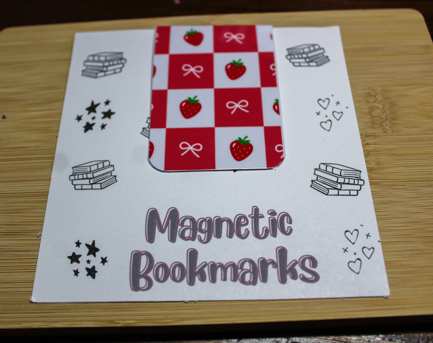 Strawberry Bow Magnetic Bookmark