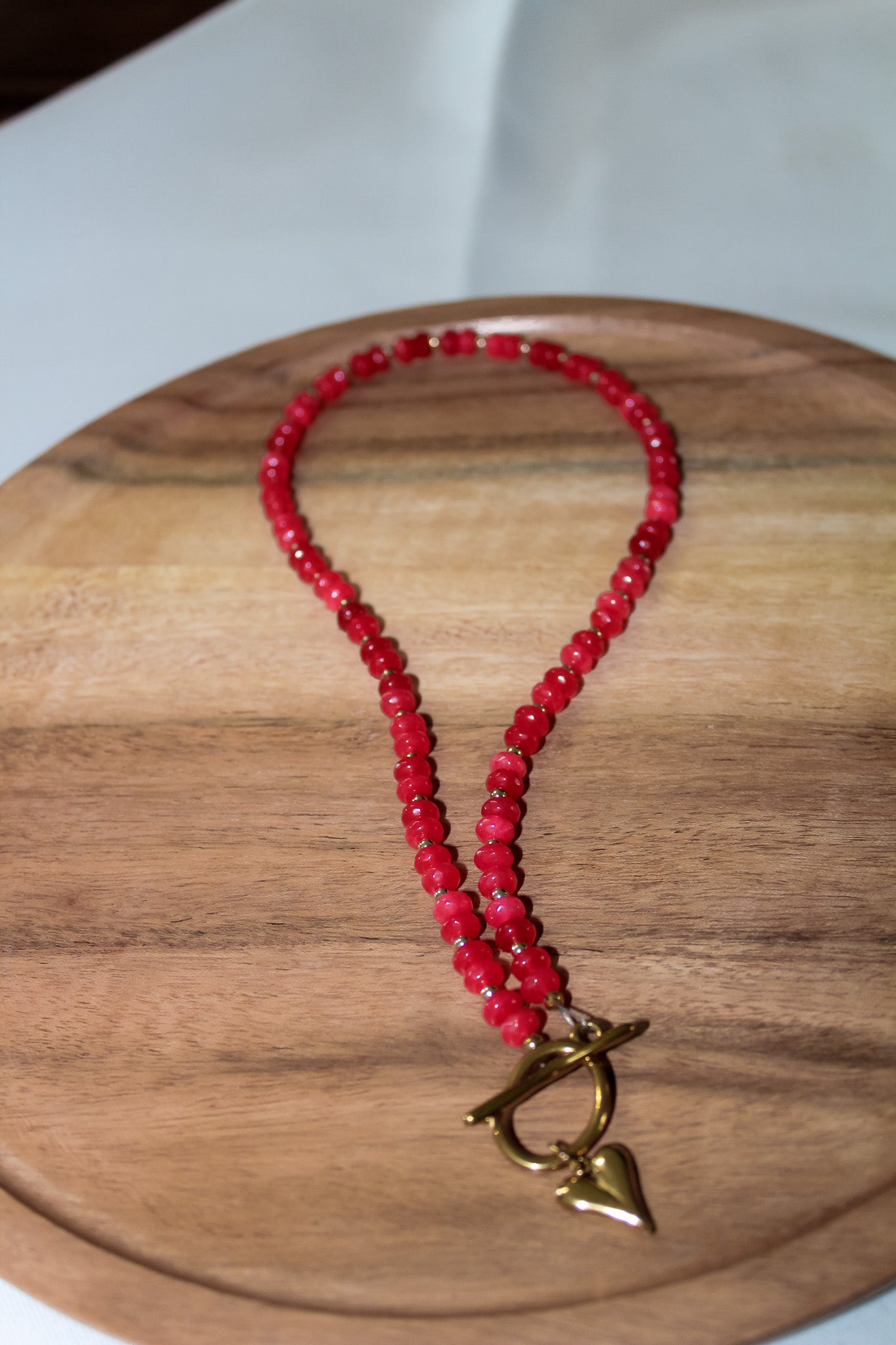 Red Heart Beaded Necklace