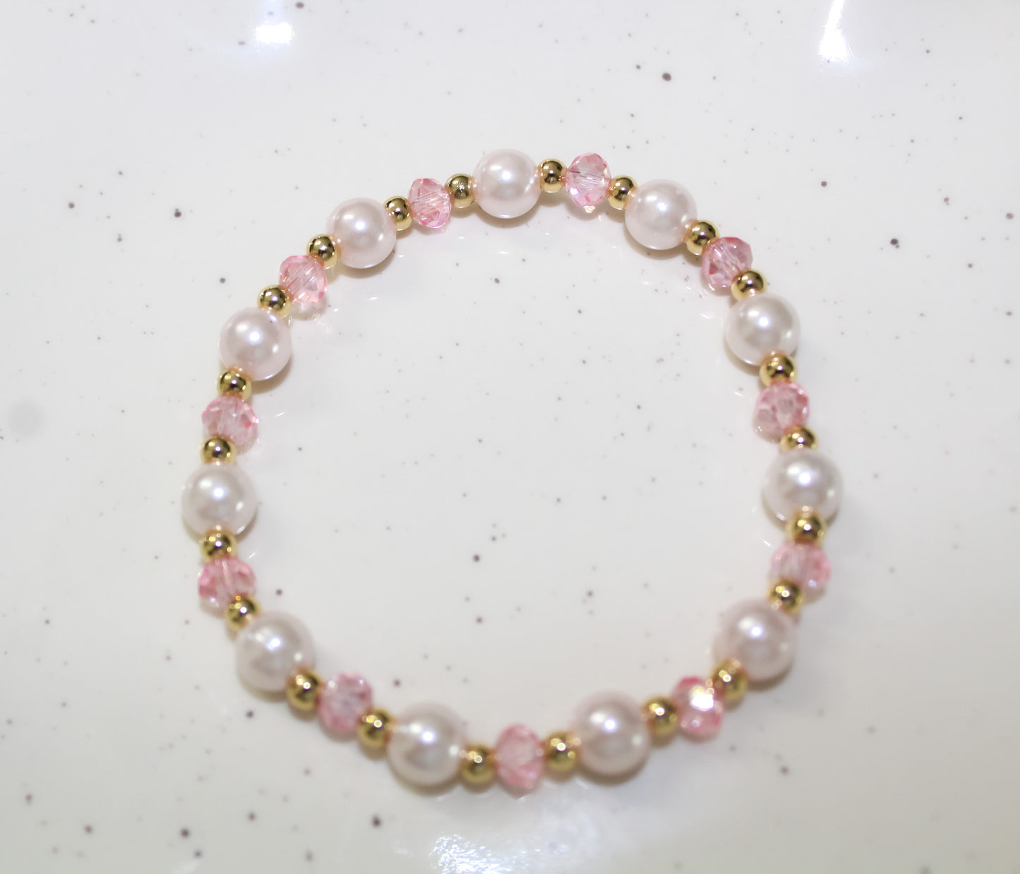 Pink Pearl Bracelet in Gold
