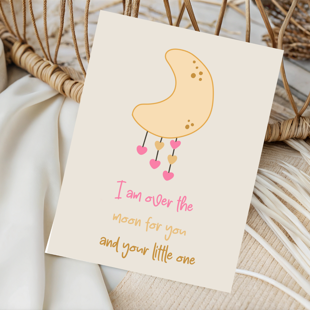 Over the Moon.. Baby Shower Card