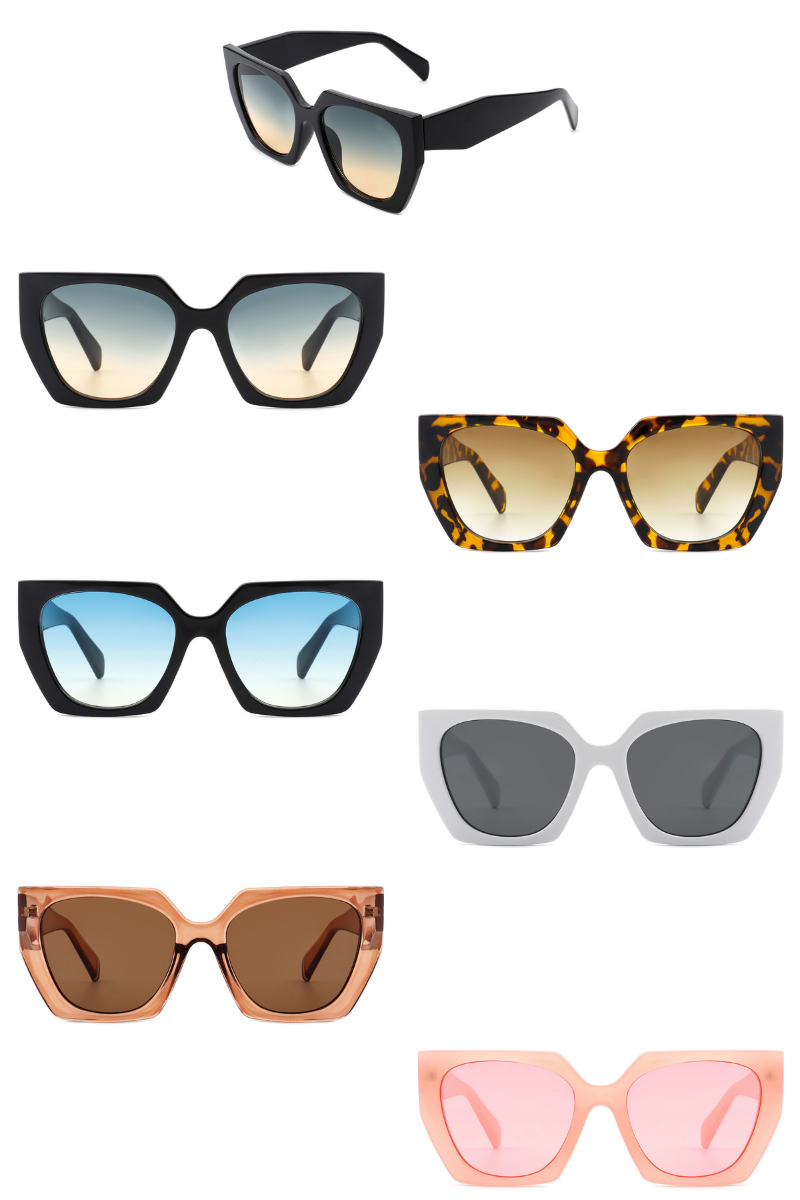 Oversize Square Tinted Cat Eye Sunglasses