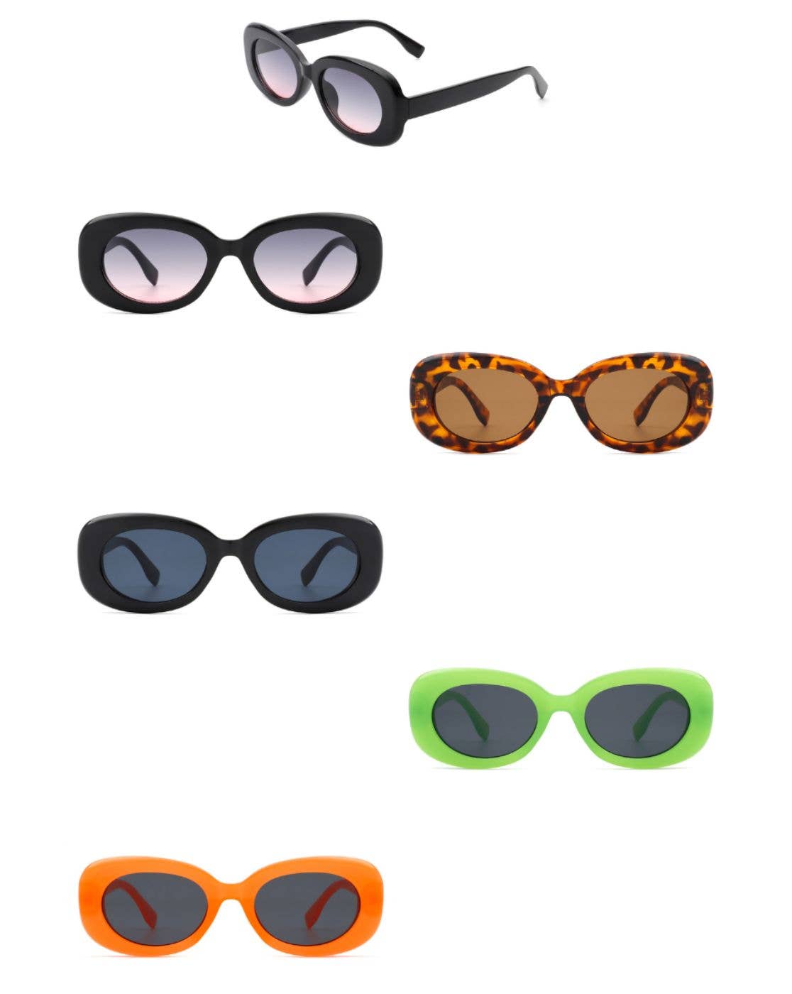 Oval Retro 90s Round Narrow Sunglasses