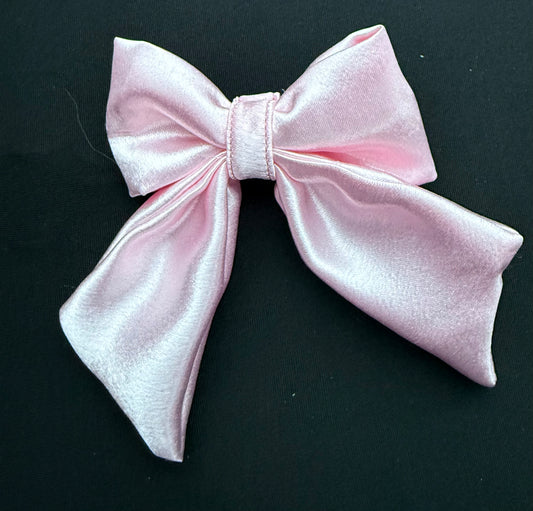 Pink Satin Hair Bow Clip
