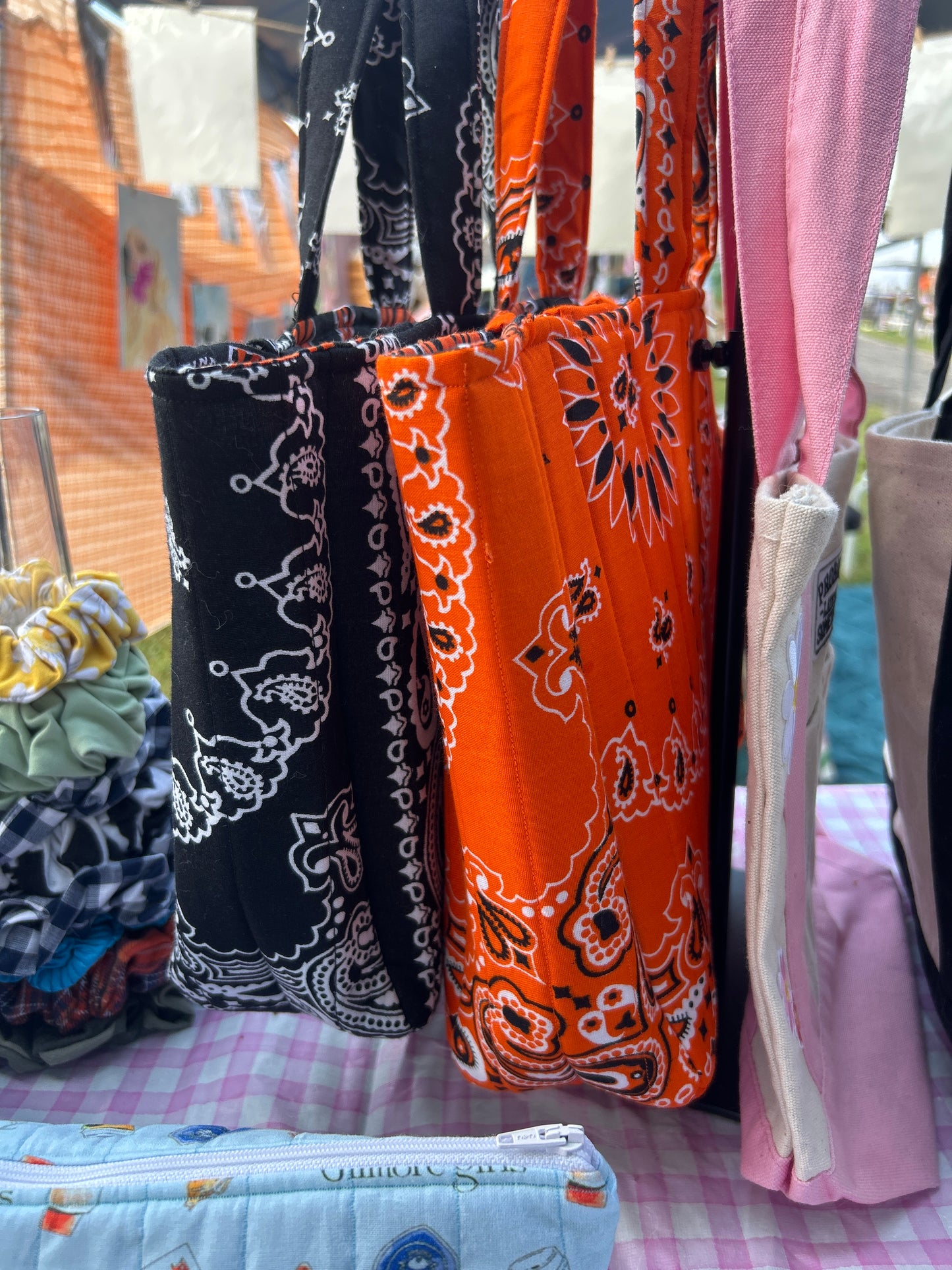 Bengals Bandana Mini Tote Bag | Black Bandana and Bengals Printed Tote Bag