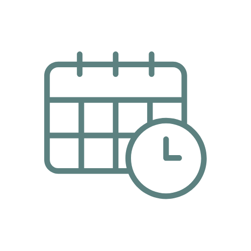clip art of a blank calendar and a clock. Indicating the process time of 3-5 business days for all orders