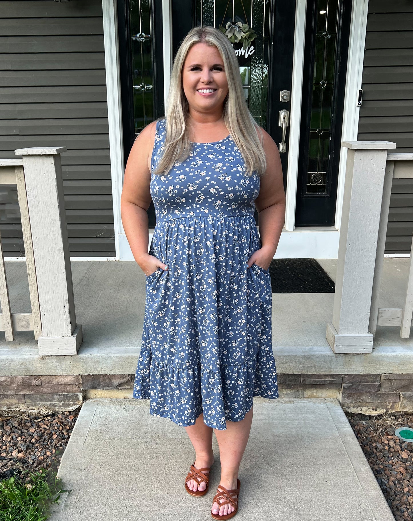 Dancin' in the Country | Denim Blue Floral Dress