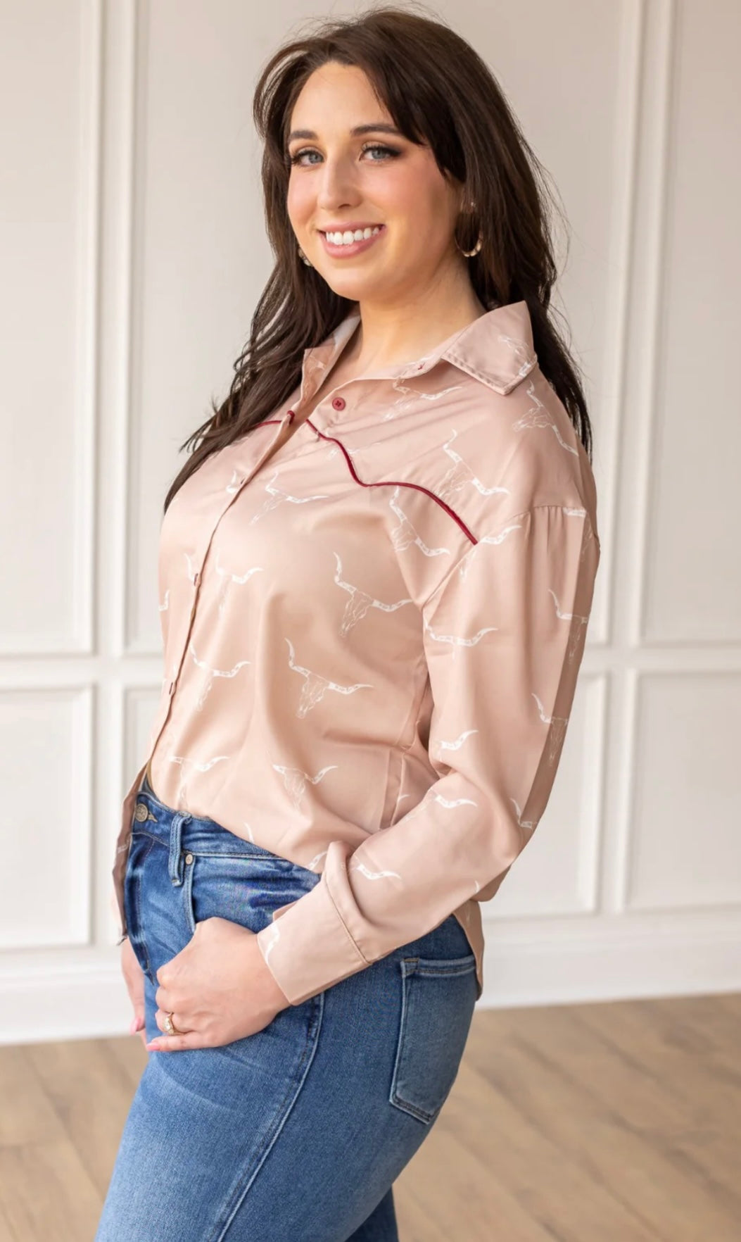 Pink Western Longhorn Top