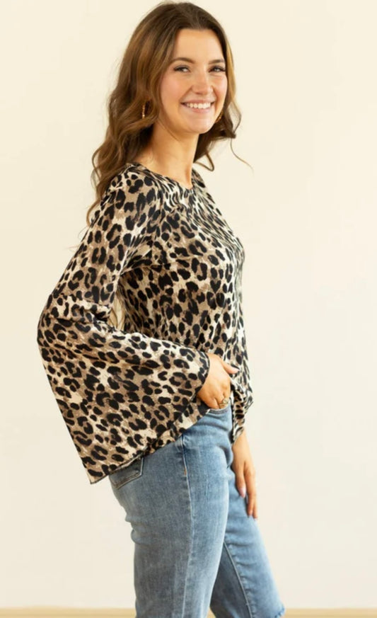 Leopard Bell Sleeve Top