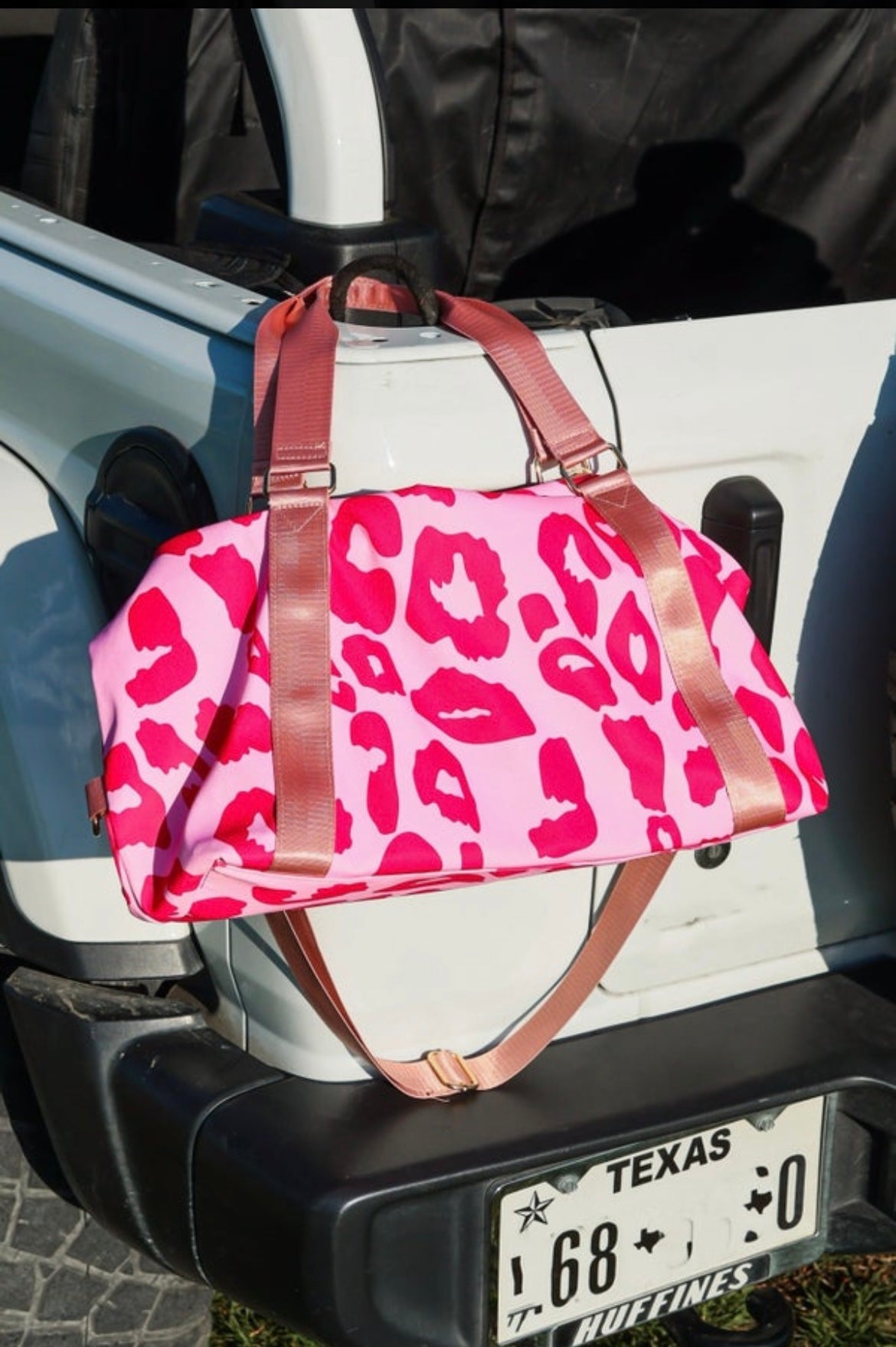 Pink Leopard Print Duffle Bag