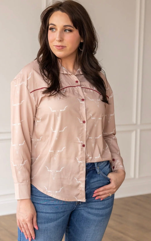 Pink Western Longhorn Top