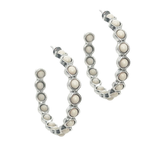 Hittin' The Dusty Road Cream Stone Hoops