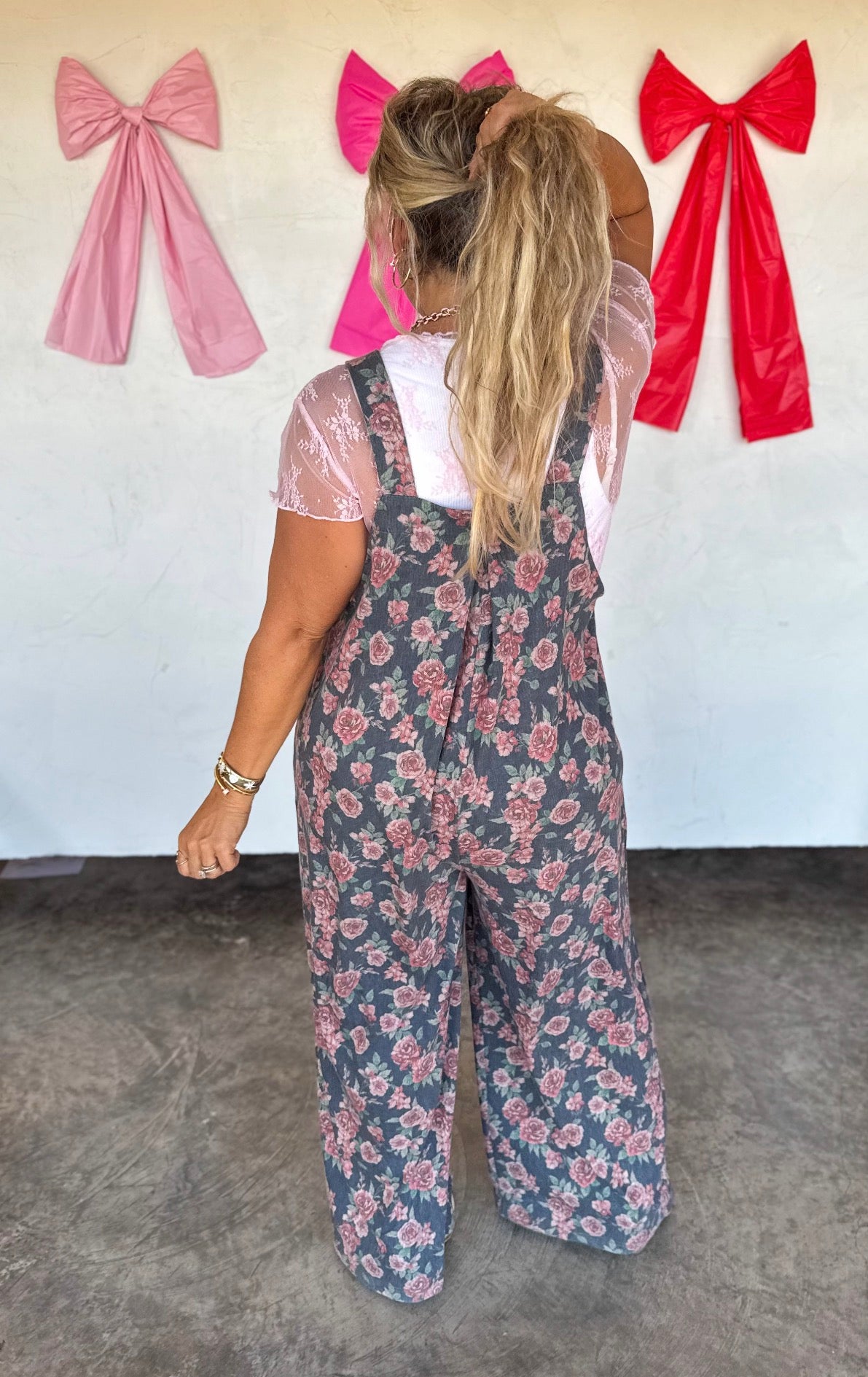 Blue Meadows Floral Denim Overalls