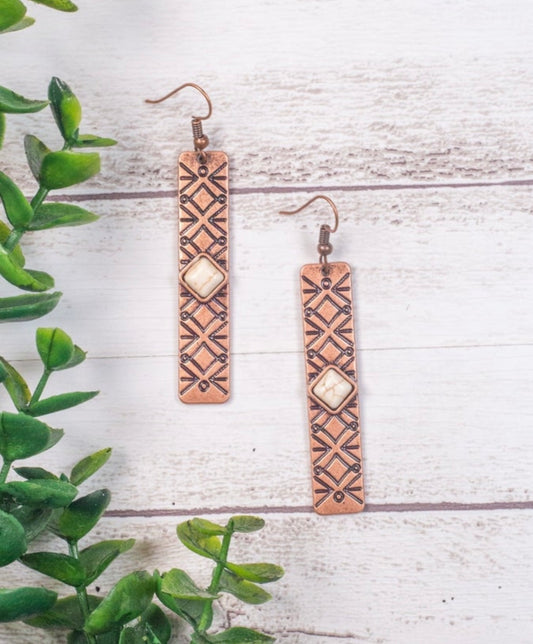 Rock All Night Copper Dangle Earrings