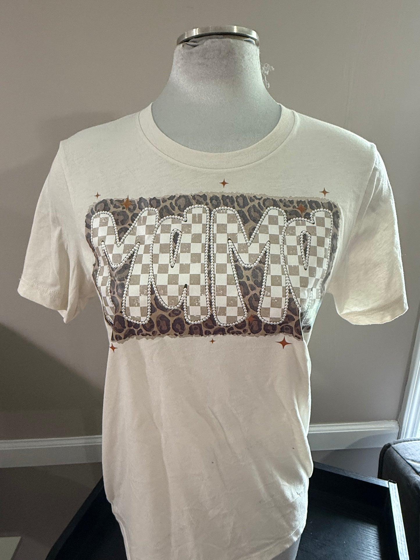 Leopard & Checkered Mama Graphic Tee