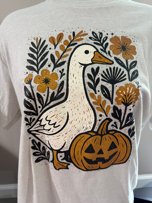 Vintage Halloween Goose & Pumpkin Graphic Tee