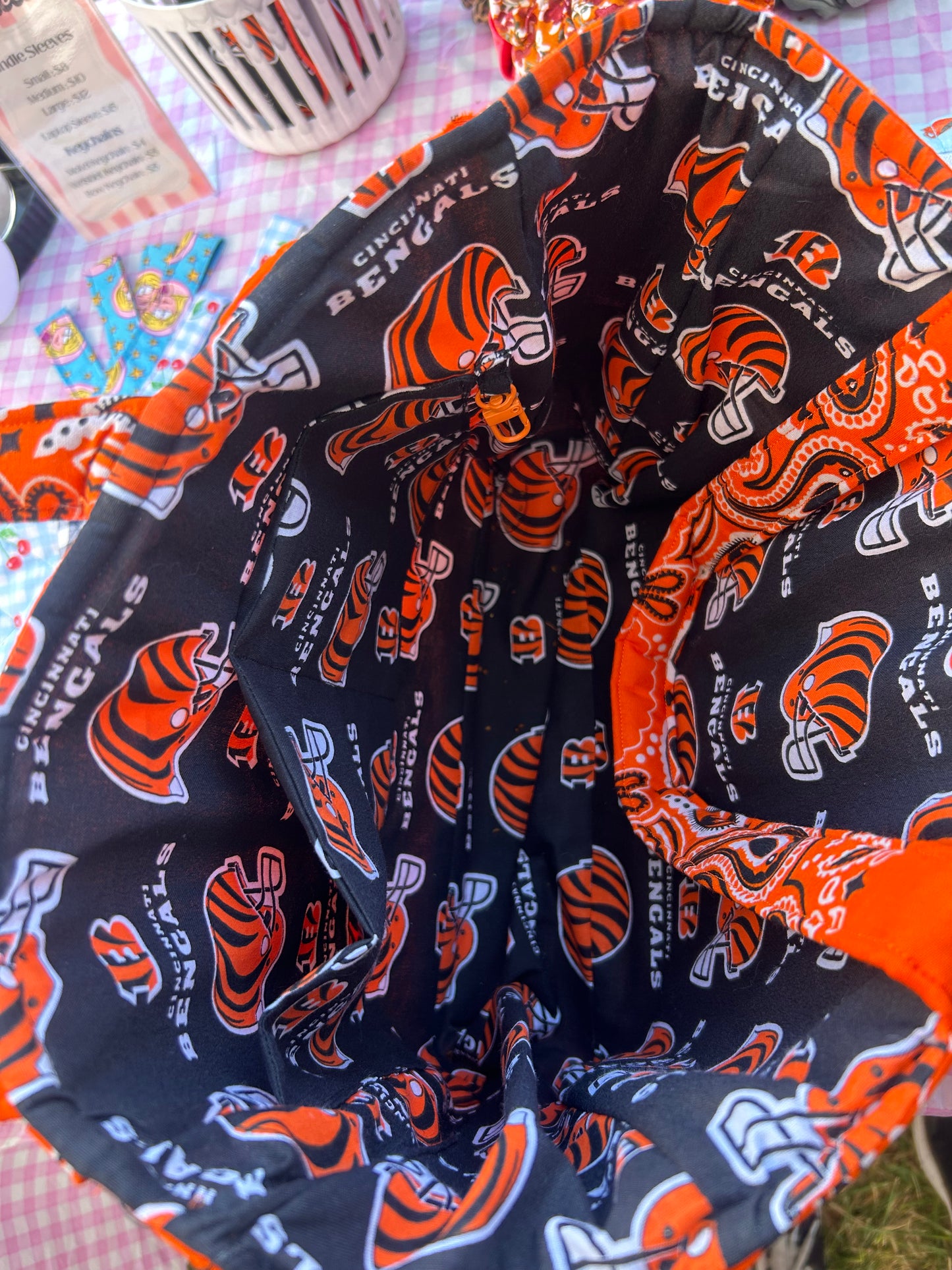 Bengals Bandana Mini Tote Bag | Orange Bandana and Bengals Printed Tote Bag