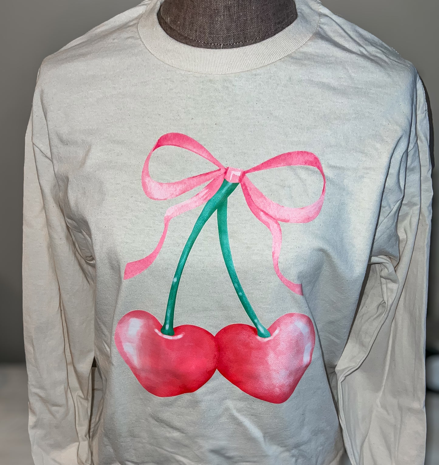 Cherry Hearts Valentines Long Sleeve T-Shirt