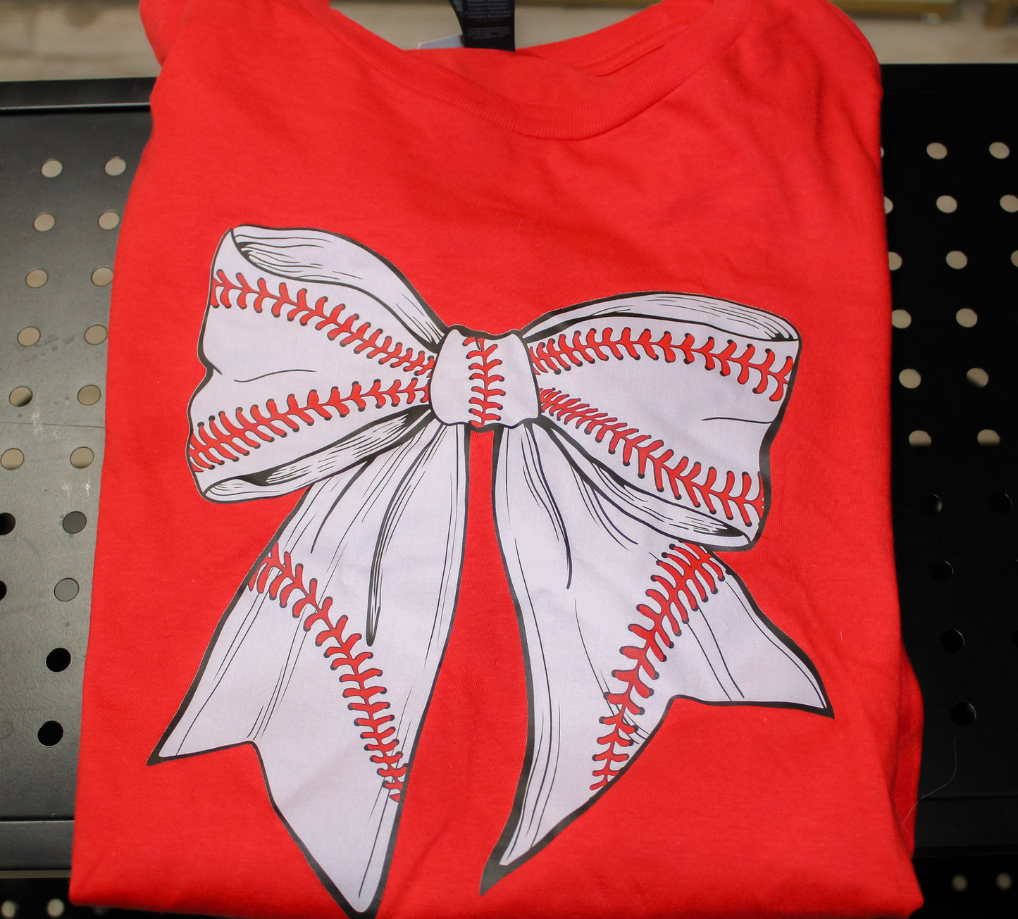 Red Baseball Bow Graphic Tee