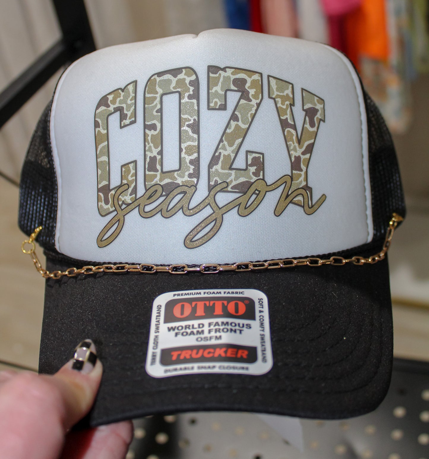 Cozy Season Trucker Hat in Black