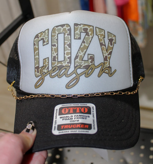 Cozy Season Trucker Hat in Black
