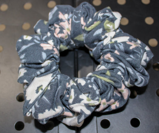 Navy Floral Scrunchie