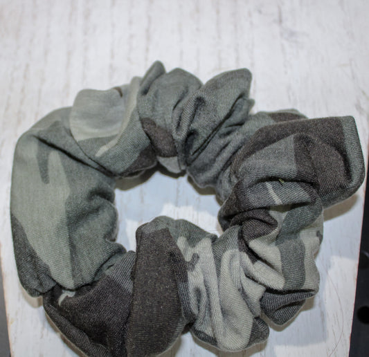 Dark Green Camo Hair Scrunchie
