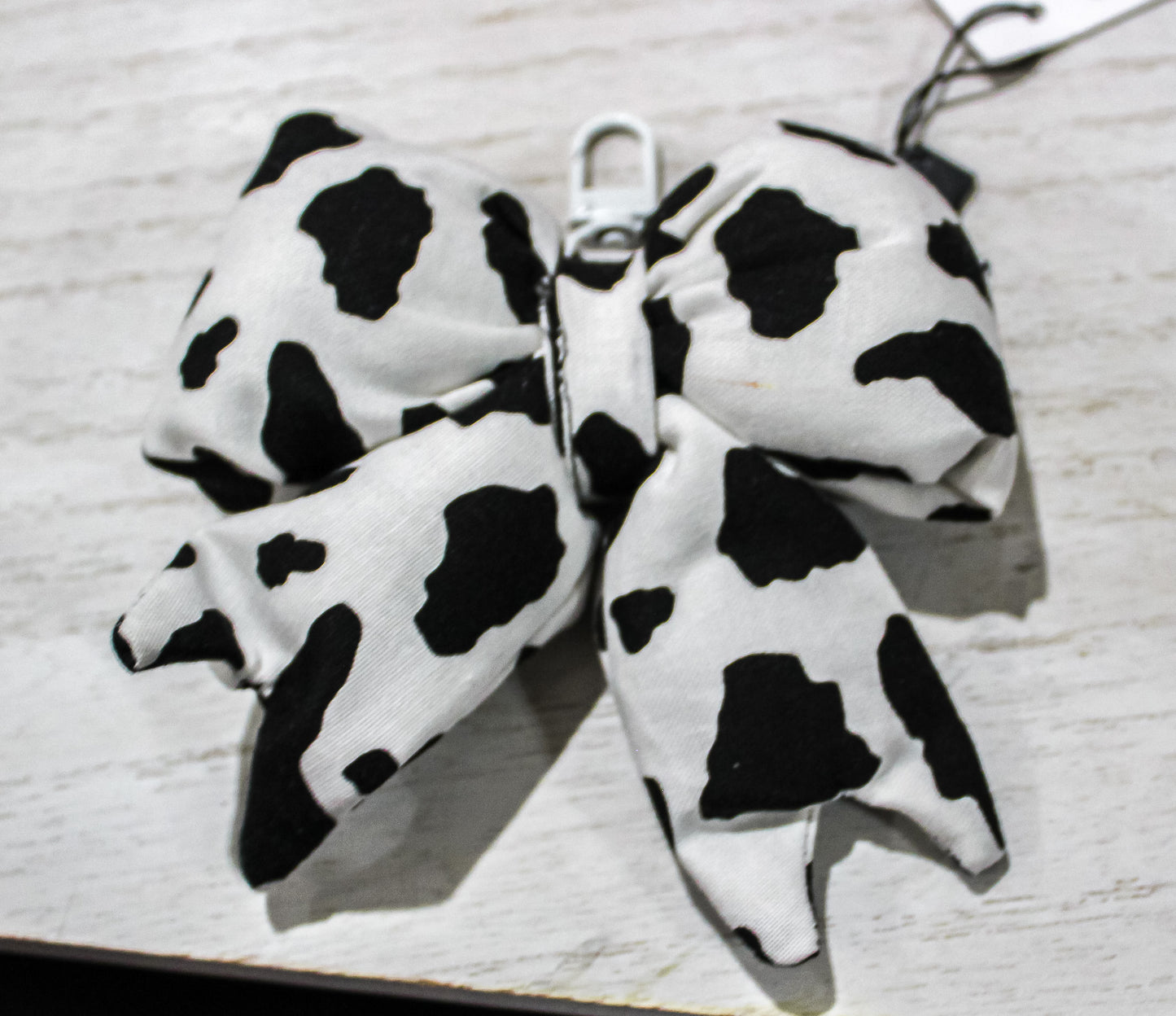 Cow Print Puff Bow Keychain