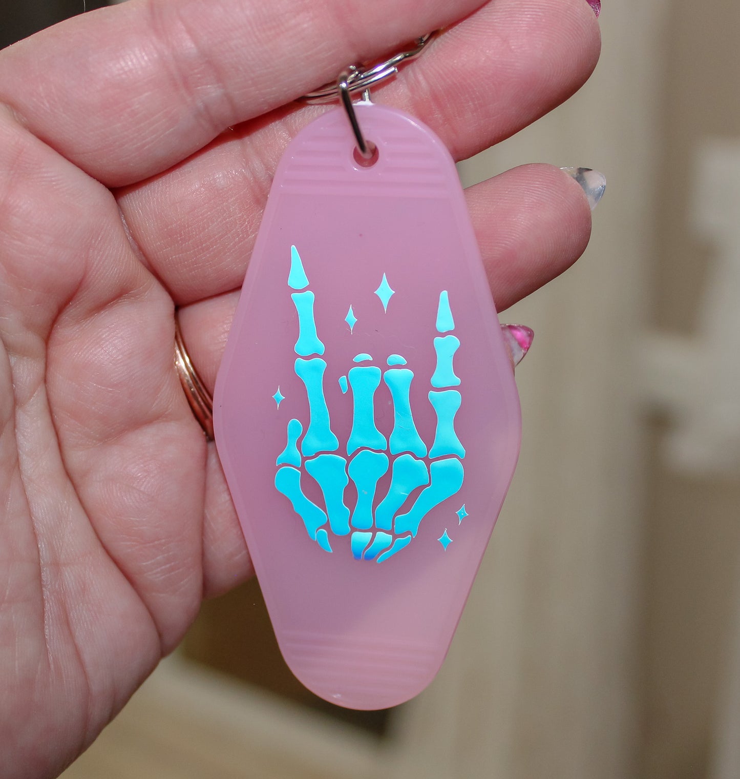 Rock On Skeleton Hand Keychain