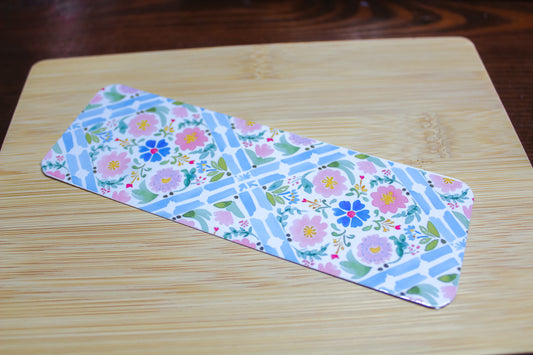 Blue and Pink Floral Tile Paper Bookmark