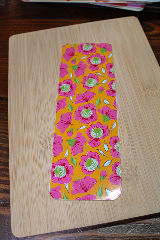 Orange and Pink Floral Paper Bookmark