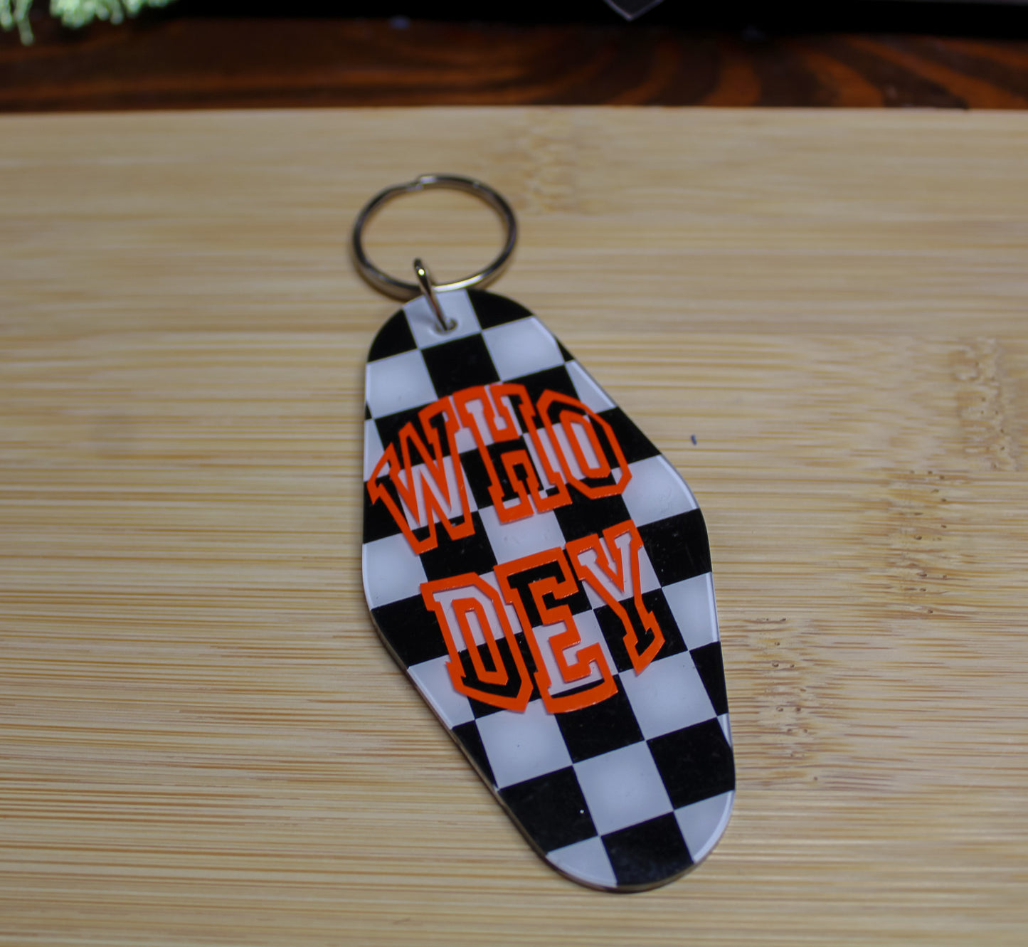 Who Dey Checkered Keychain