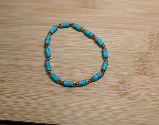 Turquoise and Gold Beaded Bracelet