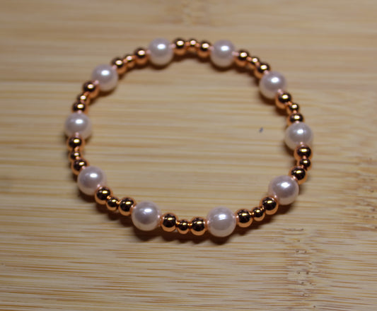 Pink Pearl and Rose Gold Bracelet