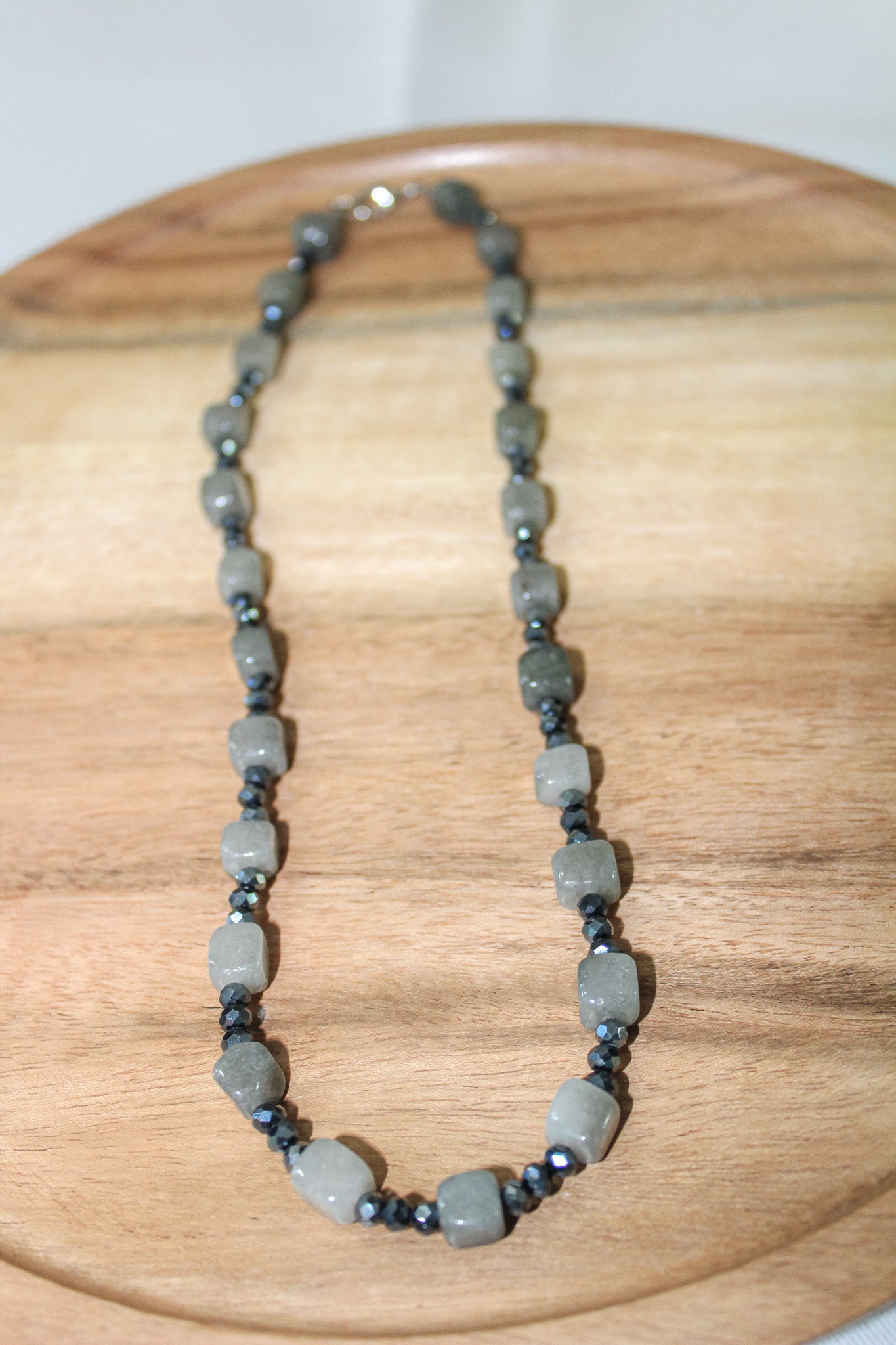 Blue Gray Beaded Necklace