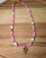 Pink Heart with Pearls Beaded Necklace