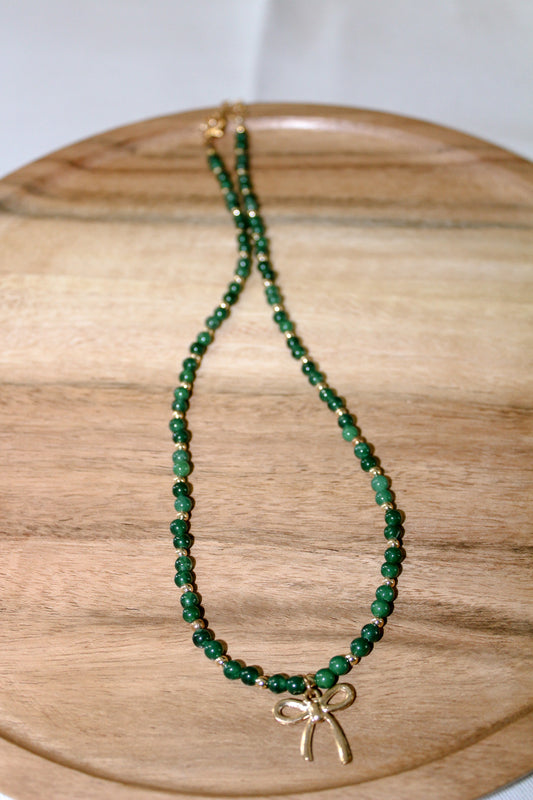 Green Bow Pendant Necklace