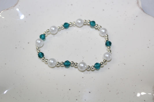 Pearl & Blue Bracelet in Silver