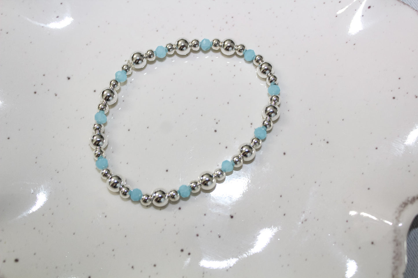 Baby Blue Accent Bracelet in Silver