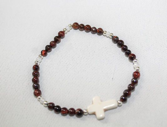Brown Cat's Eye Cross Bracelet
