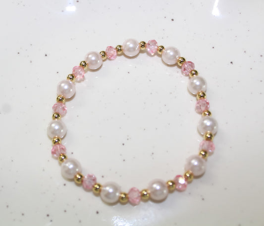 Pink Pearl Bracelet in Gold