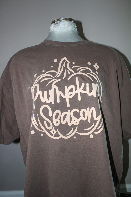 Brown Pumpkin Season Graphic Tee - Casual Fall T-Shirt (S-3X)