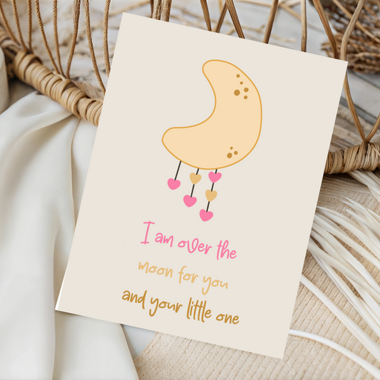 Over the Moon.. Baby Shower Card