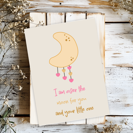 Over the Moon.. Baby Shower Card