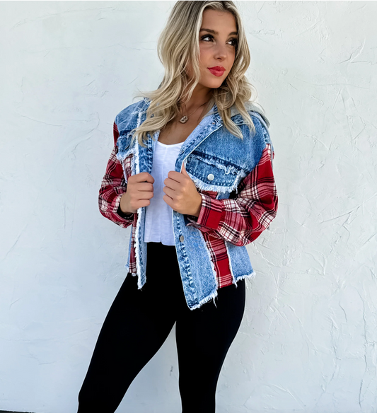 Plaid Denim Jacket