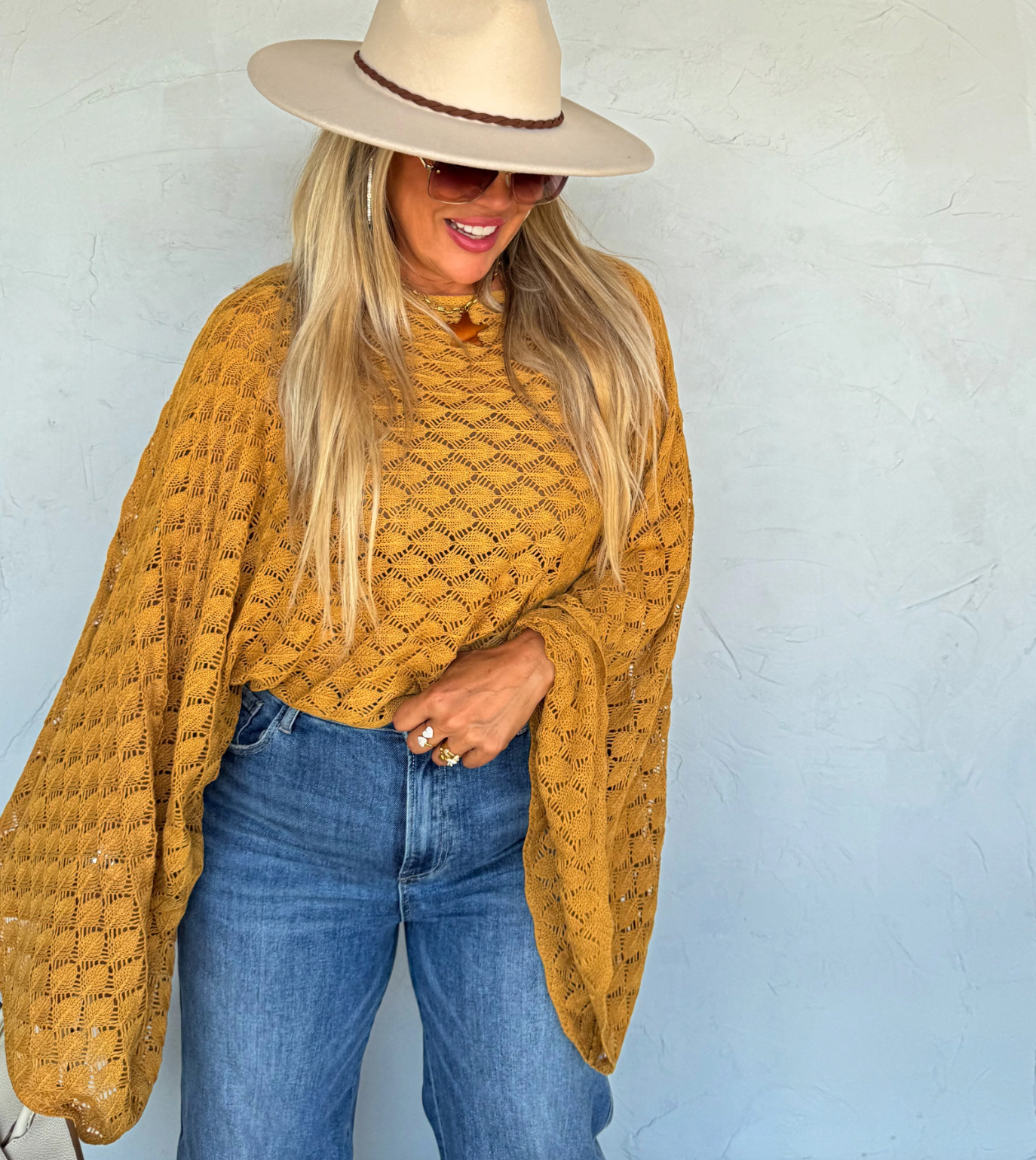 Free & Easy Bell Sleeve Knit Top